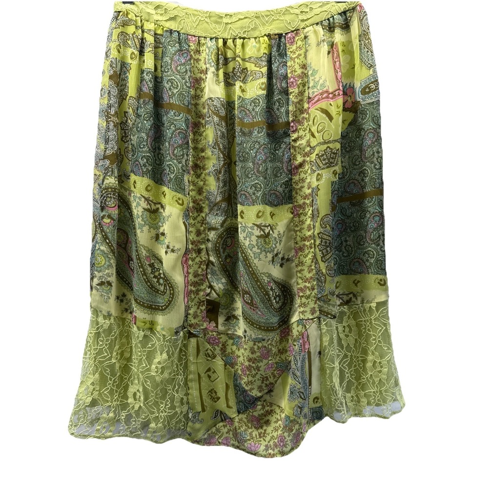 Versailles Women's Skirt Size 6‎ Patchwork Lace Lined Zipper Colorful Paisley